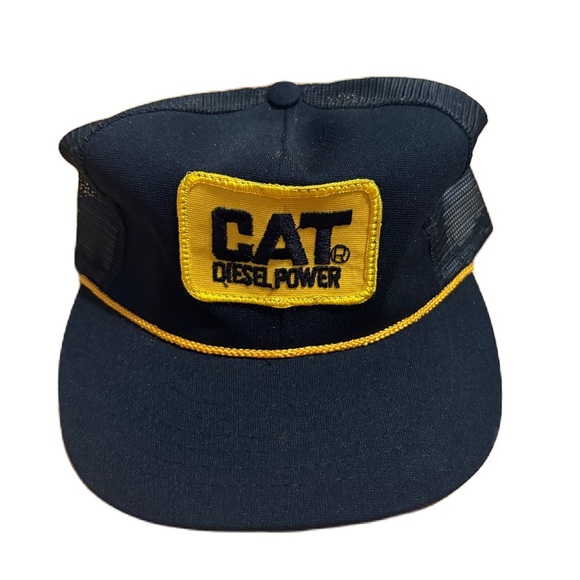 Vintage Caterpillar Cat Diesel Power Patch Hat Korean Made Snapback Black - Picture 1 of 6